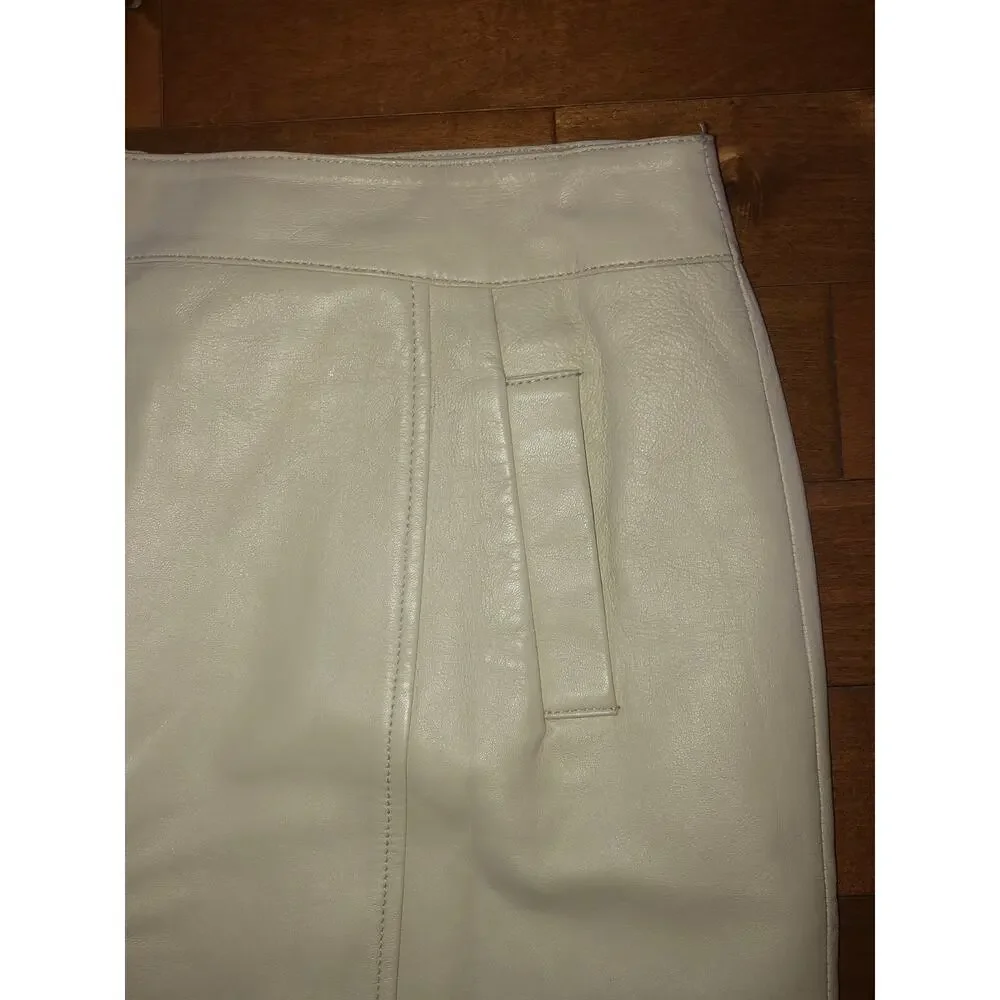 American Vintage Y2K Margaret Godfrey leather ivory skirt size 14